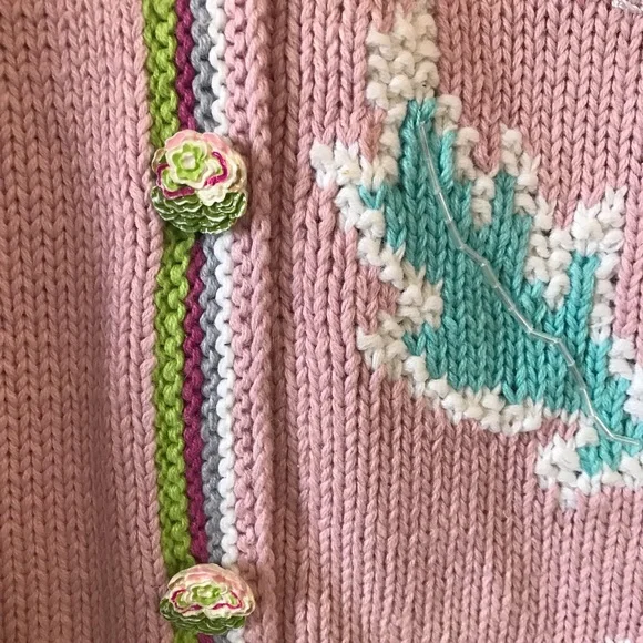 Handknits by Storybook Knits Sequin Peonies Embroidered Cardigan Cottagecore 1X - Picture 12 of 16